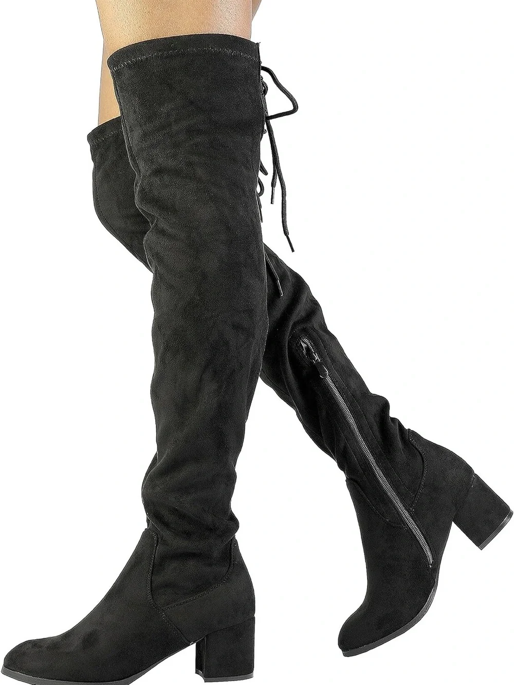 DREAM PAIRS Women's Over The Knee Thigh High Boots in Black Size 10
